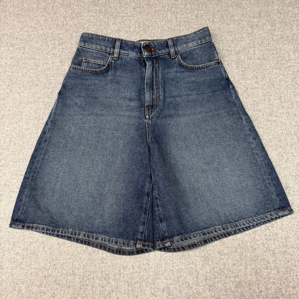 Weekend Max Mara Denim Shorts Size 4 Blue High Waist Wide Leg Cotton Jean 1167
